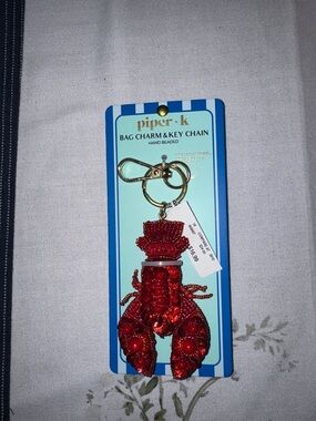piper•k Red Beaded Lobster Bag Charm & Key Chain